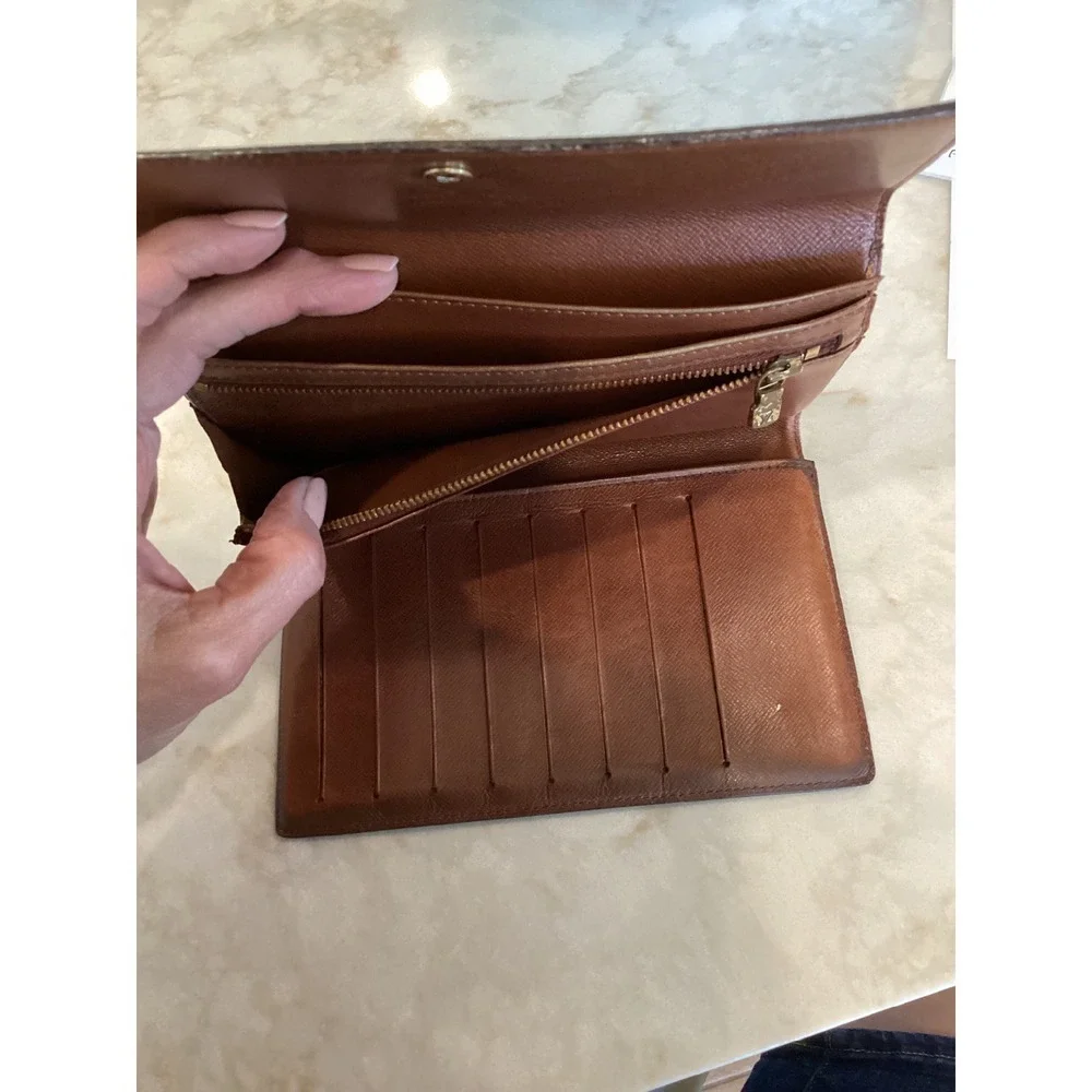 Louis Vuitton‎ Monogram Wallet Snap Closure Card Holder Brown
